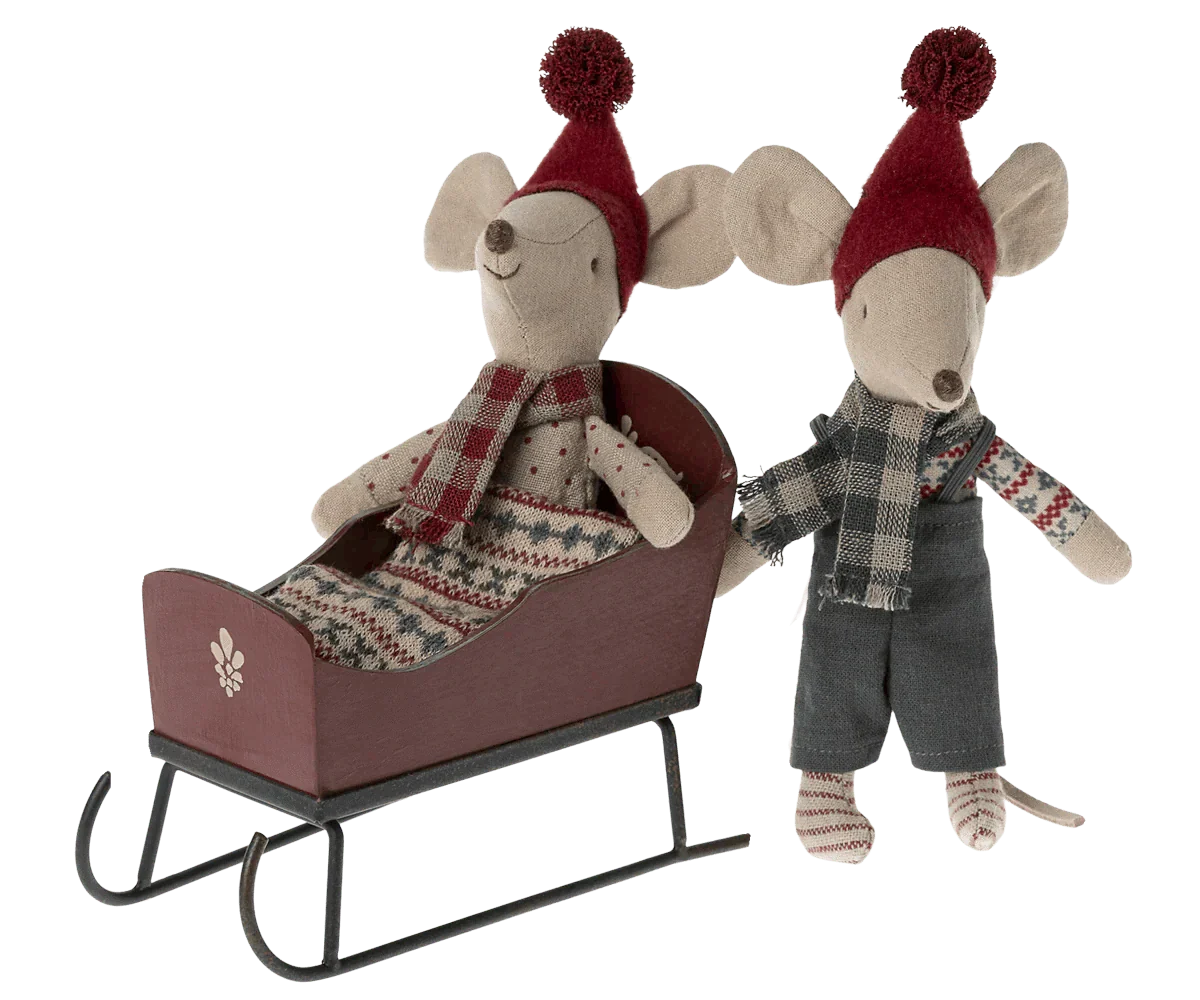 Maileg Sleigh, Mouse - Red