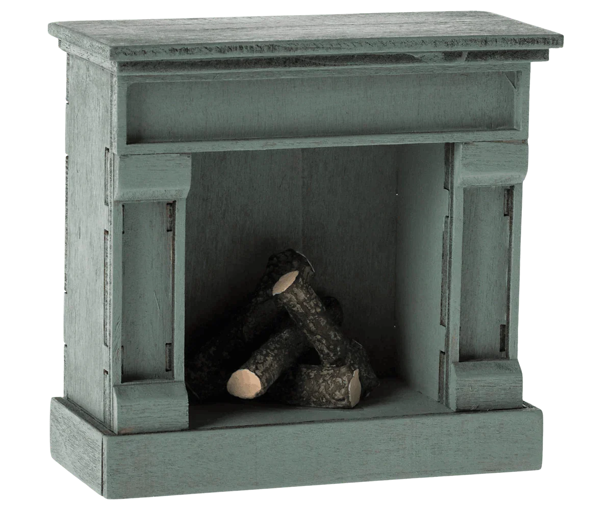 Maileg Fireplace, Mouse - Blue