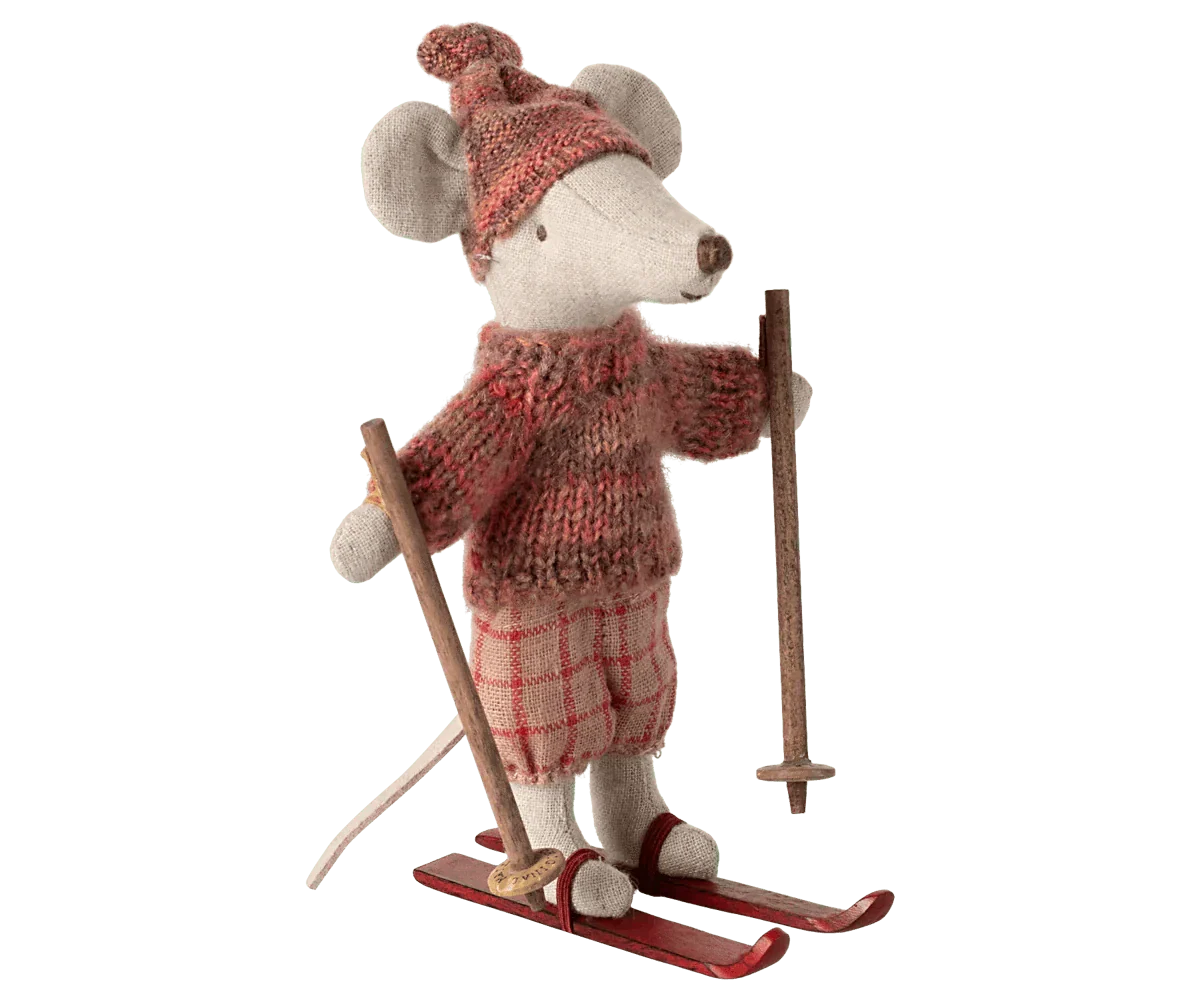 Maileg Winter mouse with ski set, Big sister - Rose