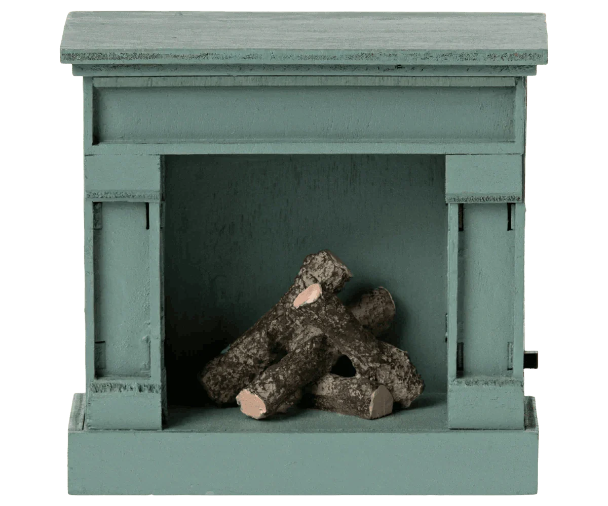 Maileg Fireplace, Mouse - Blue