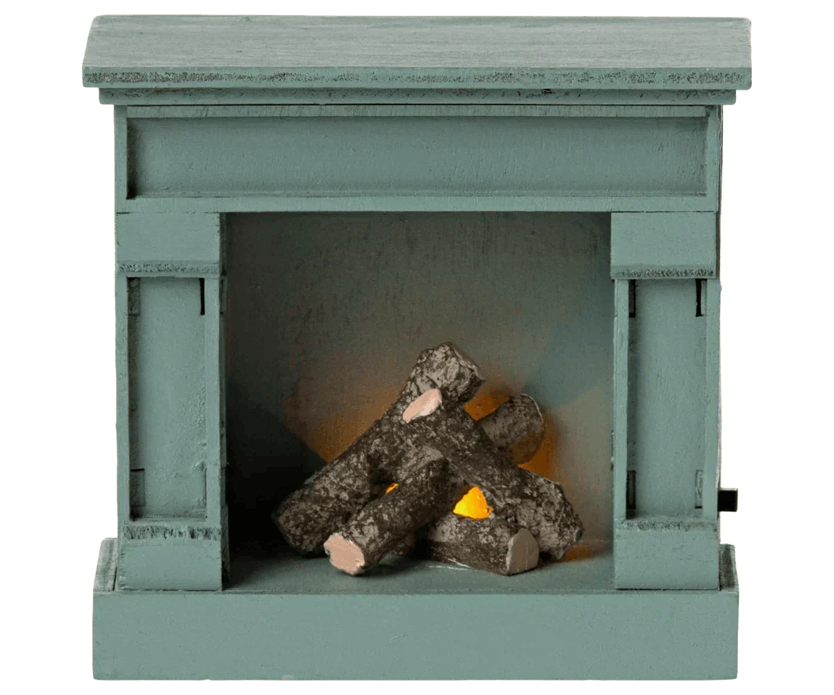 Maileg Fireplace, Mouse - Blue