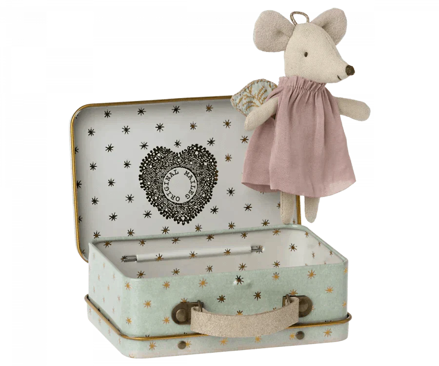 Maileg Angel Mouse in Suitcase