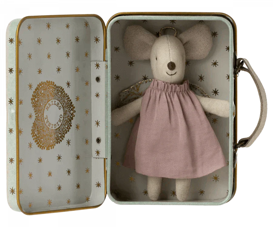 Maileg Angel Mouse in Suitcase
