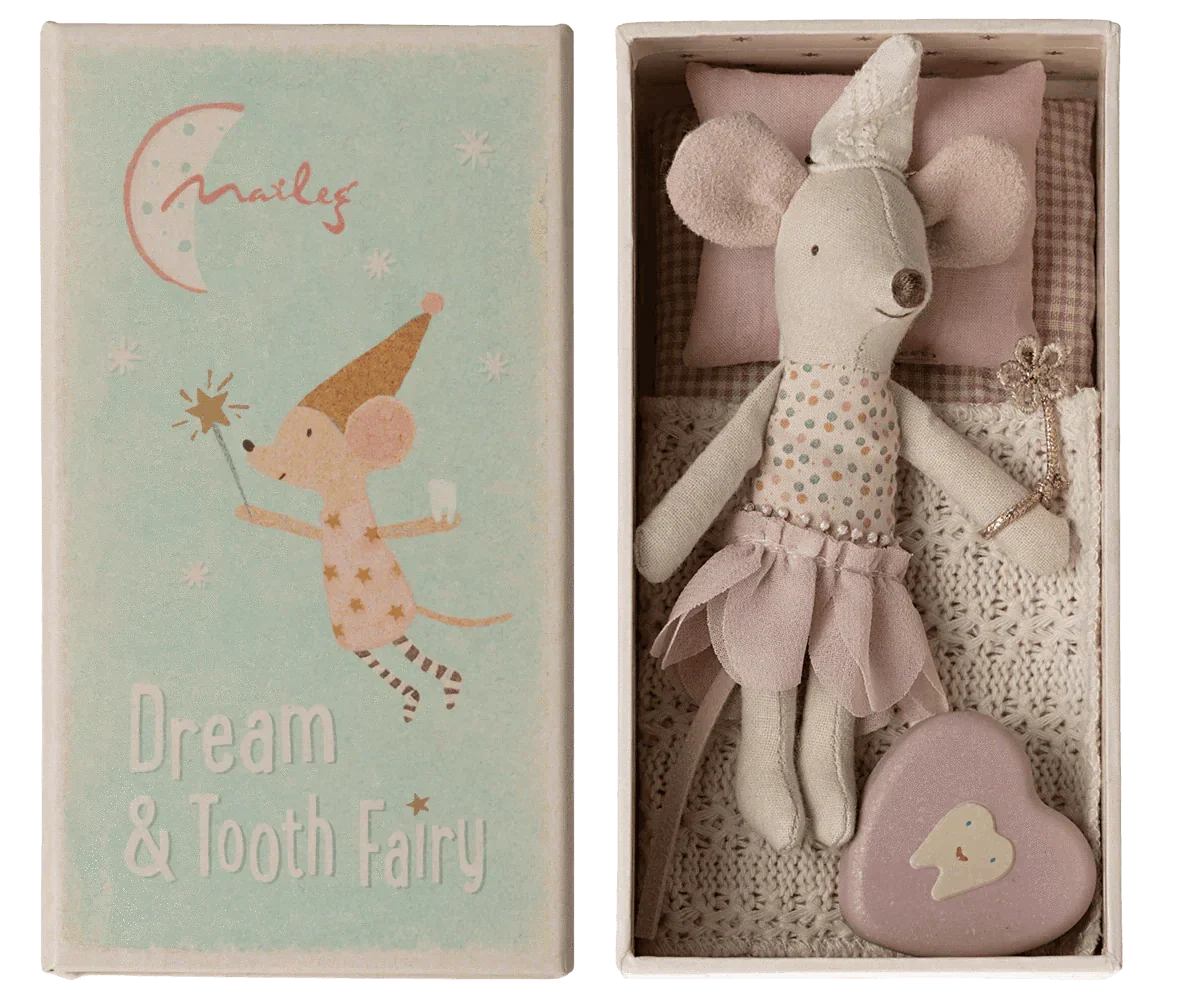 Maileg Tooth Fairy Mouse, Little Sister In Matchbox