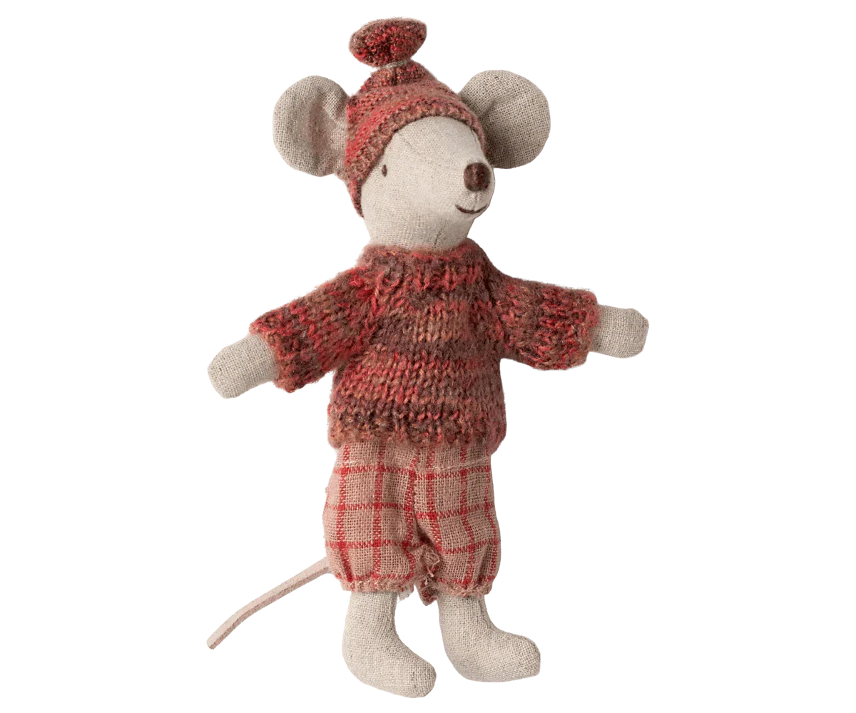 Maileg Winter mouse with ski set, Big sister - Rose