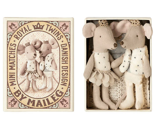 Maileg Royal Twins in Box Little Brother & Sister in Matchbox