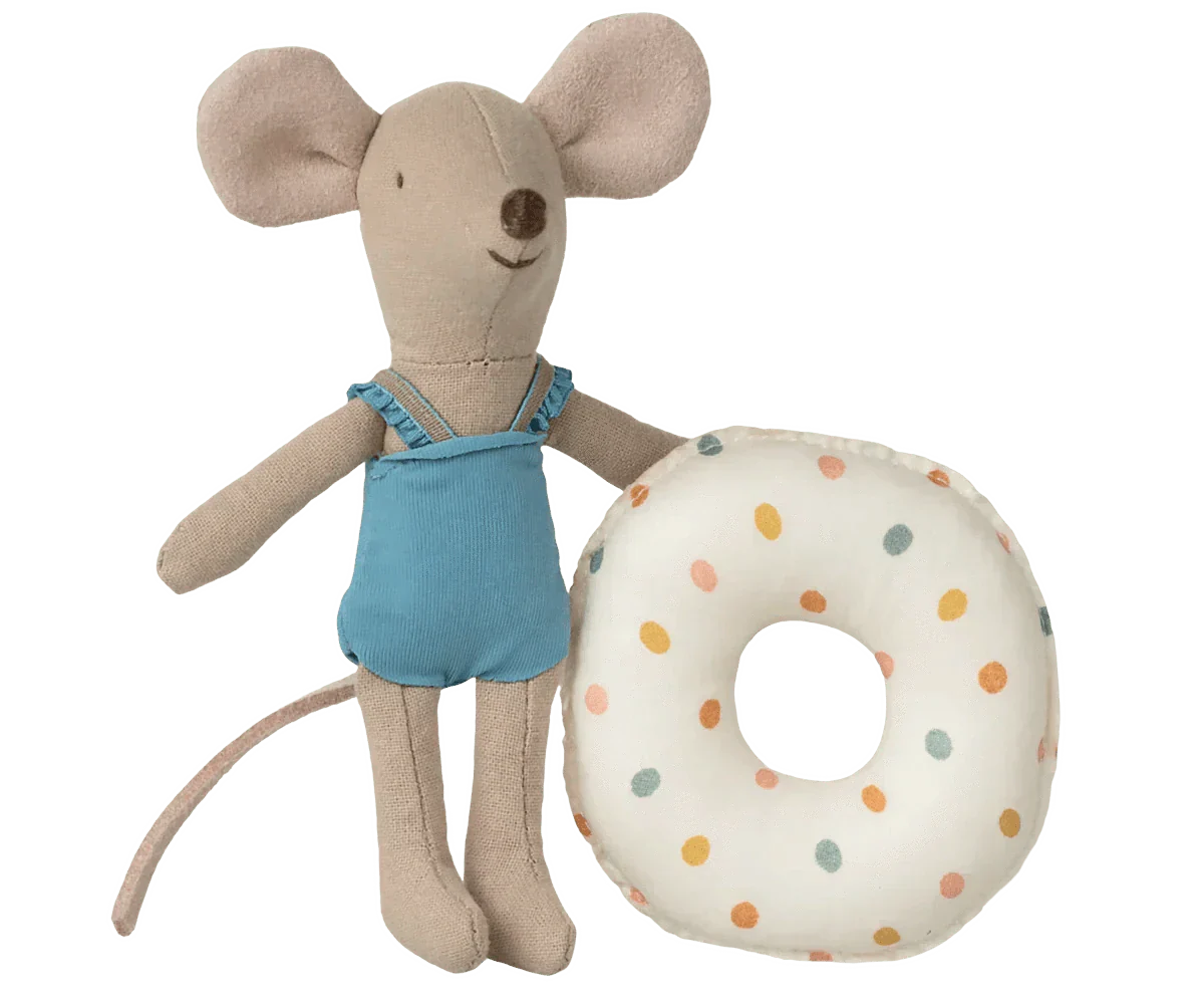 Maileg Beach mouse with float, Little sister - Multi dot