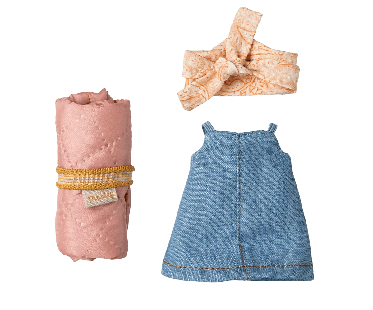 Maileg Hiker Mouse, Big Sister - Denim Jumper