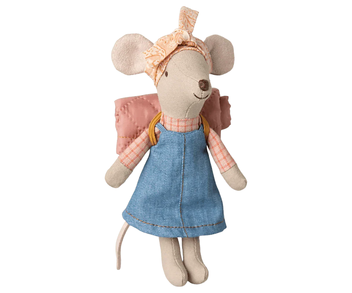 Maileg Hiker Mouse, Big Sister - Denim Jumper