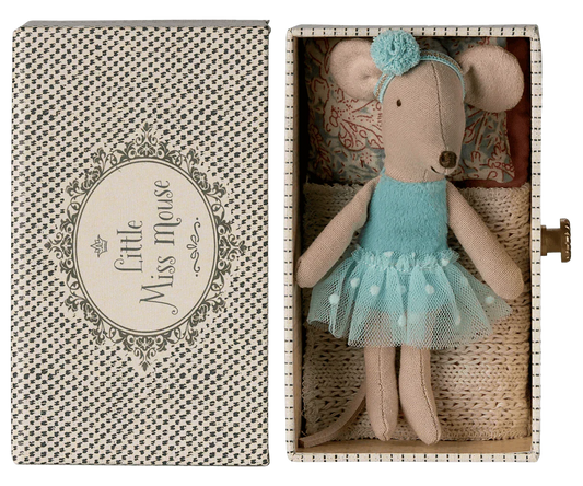 Maileg Dance mouse in daybed, Little sister - Blue
