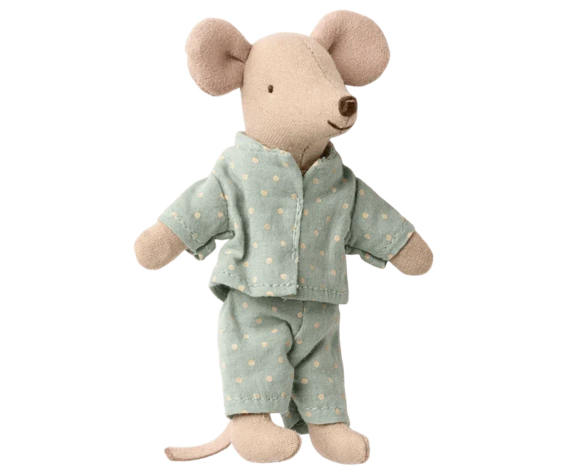 Maileg Princess Mouse, Little Brother in Matchbox - Dot PJ Set