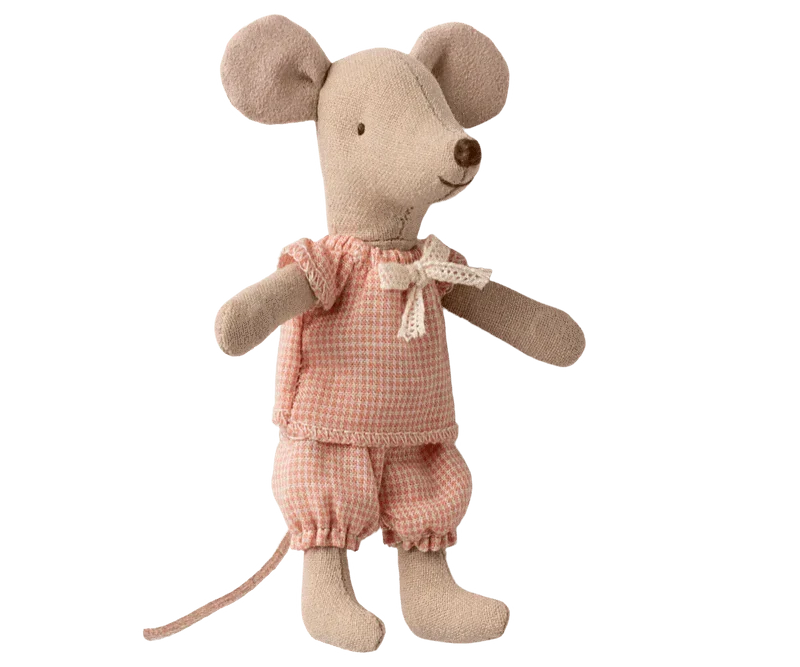 Maileg Princess Mouse, Little sister in Matchbox - Gingham Set